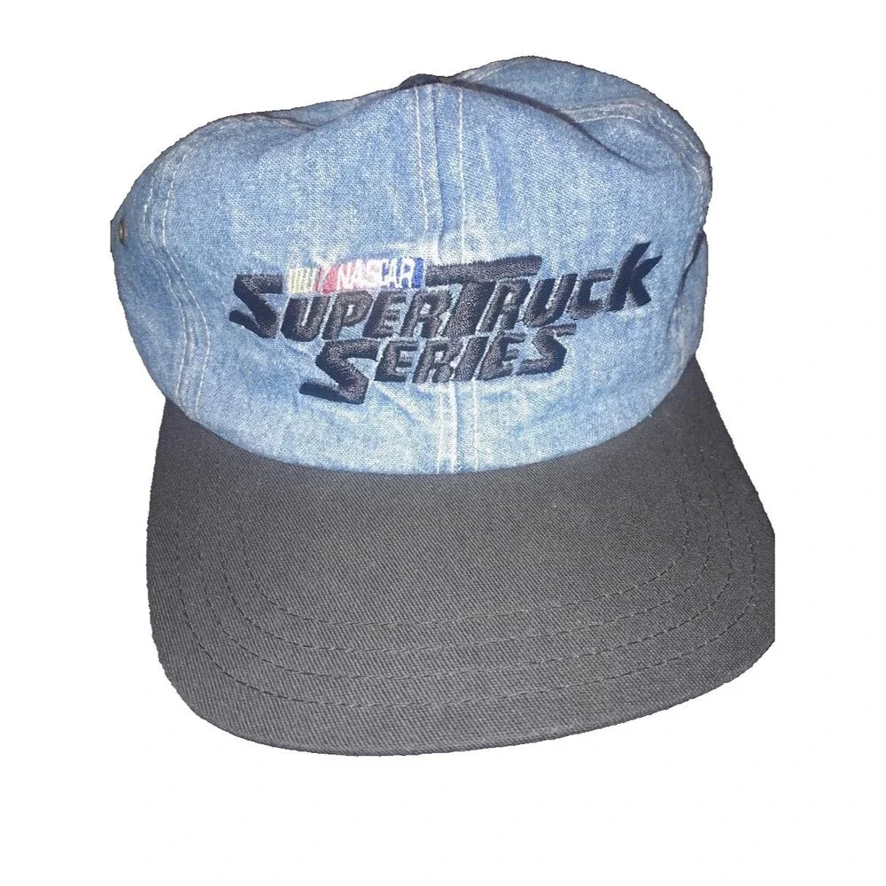 Vintage Nascar Super Truck Series Baseball cap denim snap back made in USA
